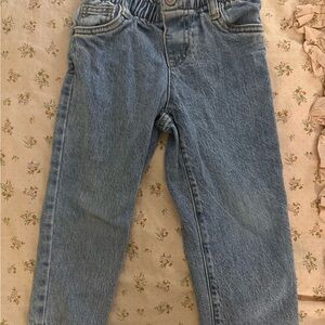 Girls Cat and Jack Paper Bag Waist Blue Denim Jeans